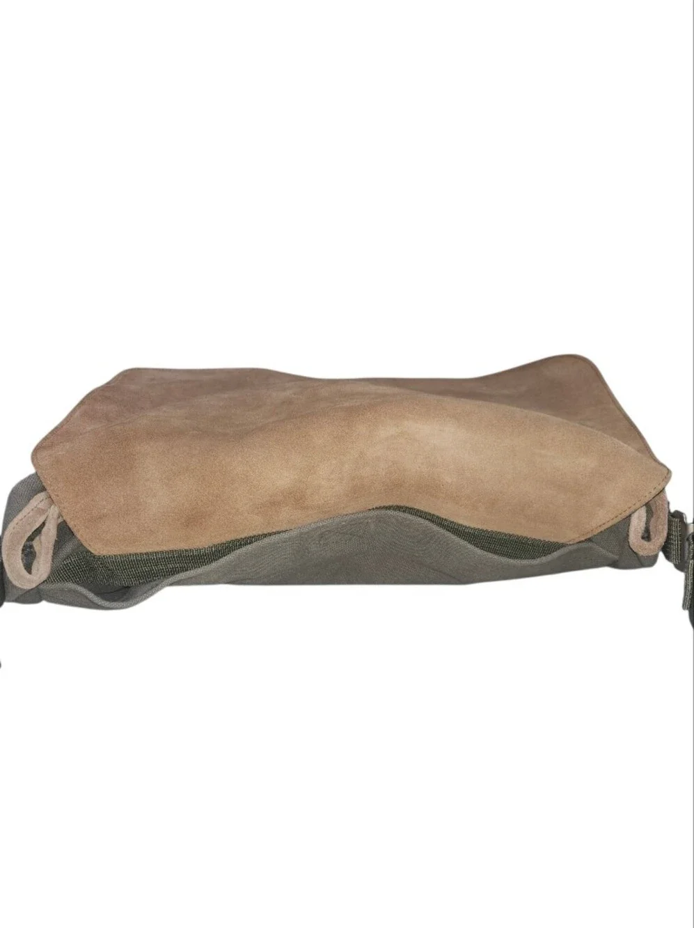 GAP Olive Army Green Canvas Suede Messenger Bag Vintage Y2K 2002